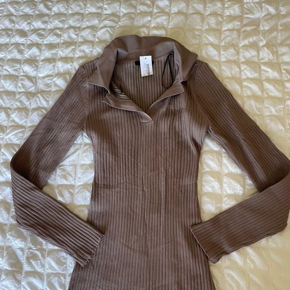 Love Tree Pink Ribbed Bodycon Dress with Polo Collar - Picture 4 of 9